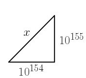 Triángulo rectángulo de catetos 1e154 y 1e155